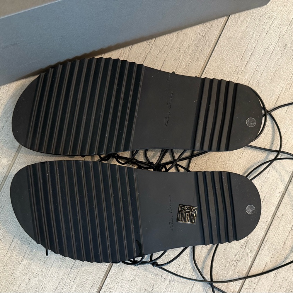 NIB Rick Owens SS25 Black Leather Web Birkenstock Sandals - Size IT37/US7 - Picture 7 of 9